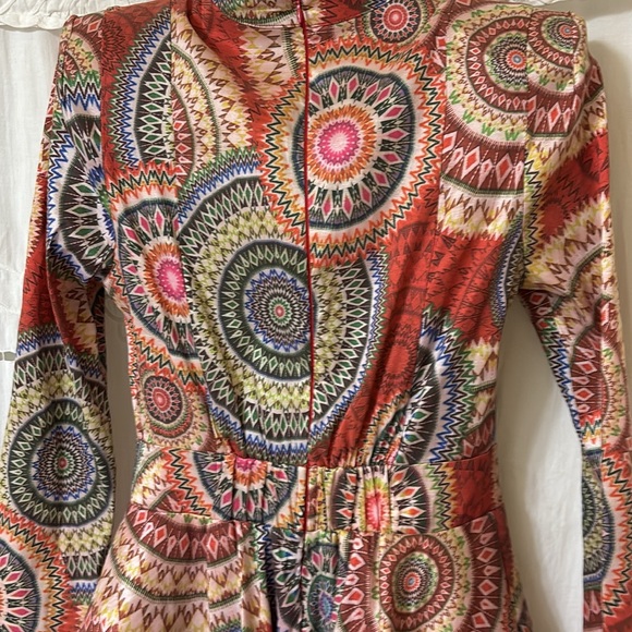 CQ by CQ Dress Multicolor Long Sleeve Dress Padded Shoulders Sz M Back Zip New - Picture 3 of 7
